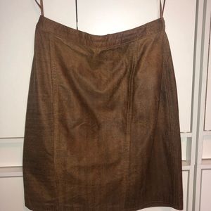 Winlit Brown Leather Lined Skirt Size 7/8